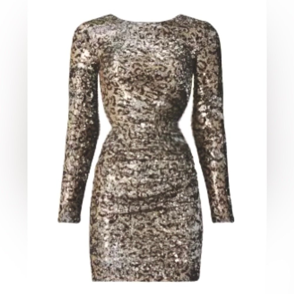 New Years Dress The Population Lolita Leopard Sequin XXS